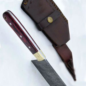 Chef de cuisine en acier damas fait à la main ensemble de couteaux intelligents couteau de coupe de légumes en acier au carbone de haute qualité en bois de Pakka - Product Image 2