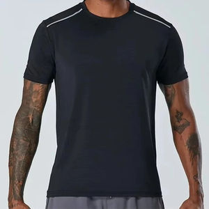 Haut de course à compression à séchage rapide pour hommes, vêtements de sport d'été, logo avant pour exercices en plein air, protection contre les éruptions cutanées. - Product Image 5