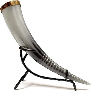 Viking-Style Animal-Style Drinking Horn Mug with Stand Eco-Friendly Polished Leather Case - Product Image 2