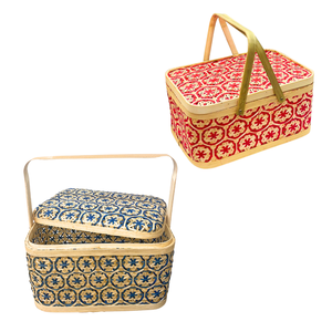 Cestas de Almacenamiento Rectangulares de Bambú Tejidas a Mano de Estilo Vintage Multiusos con Diseños Florales para Almacenamiento y Regalos, Vietnam - Product Image 1