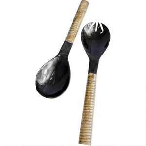 2 Piece Natural Acacia Wood Salad Server <b>Set</b> Eco-Friendly Luxury Home Kitchen Salad Tools Handmade Unique Design - Product Image 3