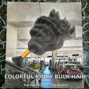 Extensions de cheveux humains afro crépus bouclés de haute qualité, disponibles dans toutes les couleurs, bruts, indiens, en vrac, à double trame, micro-torsadés pour tressage - Product Image 4