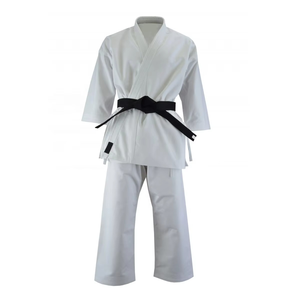 Viral WKF aprobado Karate Gi uniforme 100% algodón elástico transpirable ligero blanco liso 2025 tendencia - Product Image 1