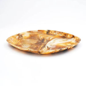 Plateau de service ovale en résine marron vibrante à effet marbre, plateau décoratif de luxe pour table basse, pour collations et bougies - Product Image 1