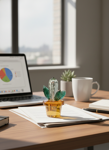 Figura de Cactus de Cristal Hecha a Mano, Decoración Art Deco para Estantería, Hogar, Oficina, Tablero de Auto, Regalo Decorativo de Cumpleaños - Product Image 4