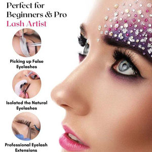 Pinces à cils professionnelles en acier inoxydable à motif diamant, anti-magnétiques, 10 mm, meilleur contrôle du volume, ergonomiques - Product Image 6