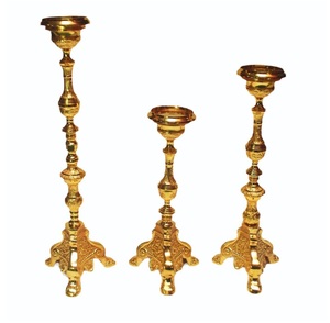 <b>Brass</b> <b>Candle</b> Stand <b>Candle</b> <b>Holder</b> With Embossed Design For Home Decoration and Birth Day Party Wholesale . - Product Image 2