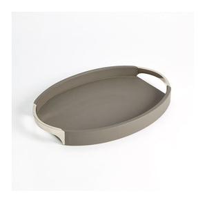 Plateau de service alimentaire en cuir de la meilleure qualité Plateau de service de collations de forme ovale au design unique à un prix abordable - Product Image 1