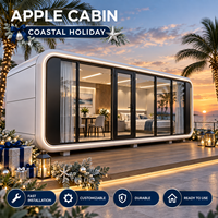 Villa modulaire en verre à vue panoramique de 20 pieds sur 40 pieds, style Apple Pod, pour station balnéaire et vacances en bord de mer