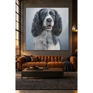 Impression sur toile de Fida, Springer Spaniel noir et blanc sur fond gris - Product Image 4