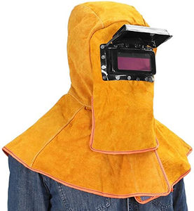 High Quality <b>Welding</b> Cap Head Neck Protection Cowhide Leather <b>Welding</b> Hood <b>Helmet</b> - Product Image 6