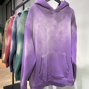 เสื้อฮู้ดดี้ผู้ชายสไตล์วินเทจ ย้อมสีแบบ Acid Wash ผ้าฟลีซคอตตอน 100% คุณภาพสูง แต่งลาย Distressed พร้อมกระเป๋า  รับสกรีนโลโก้ตามแบบ สำหรับฤดูหนาว - Product Image 6