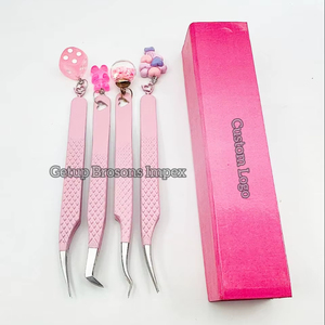 ที่หนีบต่อขนตาเคลือบสีชมพูอ่อนแบบใหม่ หลายสไตล์ พร้อมจี้ตกแต่งหลากหลายแบบ รับทำโลโก้ เครื่องมือเสริมความงาม - Product Image 1
