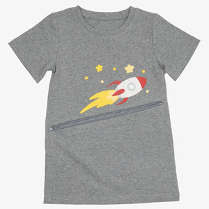 Diseño personalizado gris nave espacial G-Tube Zip camisa Tummy Access Tee Diagonal Abdominal cremallera camiseta, niños Tubie camisa para Unisex - Product Image 4