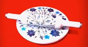 Tabla de Mármol Blanca India para Hacer Roti con Base Pesada y Rodillo de Madera/Tabla de Mármol para Enrollar con Rodillo de Madera - Product Image 5