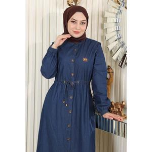 Robe en jean décontractée avec ceinture à nouer et boutons - Product Image 2