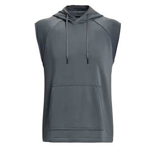 2024 Wholesale Tank Tops Bodybuilding Custom Own Logo OEM <b>Sleeveless</b> Hoodies, Cotton Fleece Zipper Gym <b>Hoodie</b> - Product Image 3