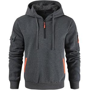 Hot Selling Custom Logo Embroidered Cotton Blended Half <b>Zip</b> Hoodie Oversized <b>Zip</b>-<b>Up</b> Hooded Drop Shoulder Heavyweight <b>Fleece</b> - Product Image 1