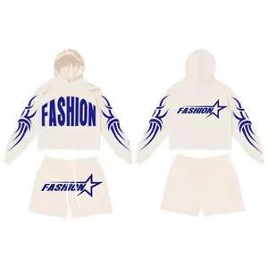 Ensemble de survêtement d'hiver imprimé délavé à l'acide, 100% coton, molleton en tissu éponge français, respirant, ensembles de sweat-shirts et de sweats à capuche pour hommes, vente en gros - Product Image 3