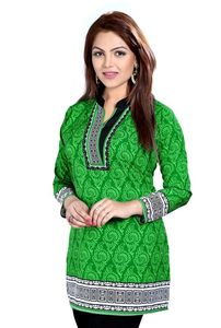 Lichtgewicht Bedrukte Katoenen Kurti Voor Vrouwen Perfect Voor Warm Weer Van Indiase Leverancier Voor Bulkexport - Product Image 2