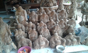 Bouddha Sculpture Sculpture En Bois Sculpté Statue Bois Sculpté DIY Artisanat - Product Image 4