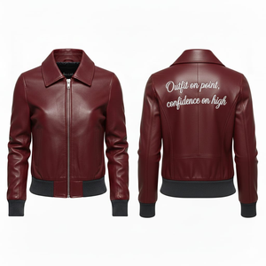 Veste de motard pour femme en coton vert de luxe, coque en polyester imperméable, vêtements d'extérieur d'hiver, personnalisable - Product Image 4