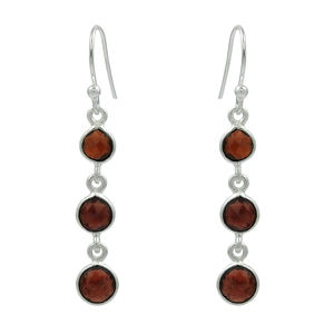 Janvier pierre de naissance bijoux 925 argent Sterling naturel rouge grenat pierre gemme Style classique boucles d'oreilles pour femme filles bijoux - Product Image 1