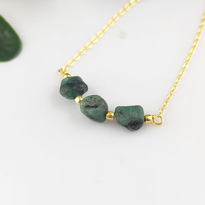 สร้อยคอเพชรโมอิสปรับสมดุลพลังงานได้ปรับแต่งได้สร้อยคอพลอยจักระบำบัดแบบหยาบมรกตนำโชคประจำเดือนเกิด - Product Image 4