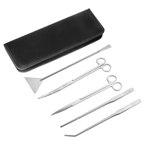 Kit de inicio de acuario de acero inoxidable 2025, juego de herramientas de instrumentos quirúrgicos veterinarios, 5 pinzas, pinzas para plantas acuáticas, estuche incluido - Product Image 2