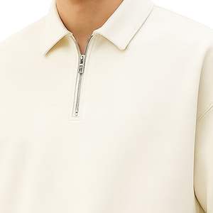 Sudadera Personalizada con Cuello Camisero para Hombre, Unisex, Gruesa, 350 g/m², con Cierre de Cremallera de un Cuarto, Logotipo Personalizado, Lavada a la Piedra, Corte Holgado - Product Image 3