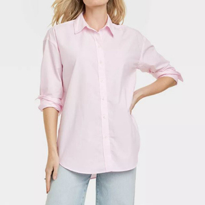 เสื้อเชิ้ตผู้หญิงทรงปกติ สไตล์ลำลอง ผ้าถัก สีขาว ผ้าฝ้าย 100% แขนยาว ติดกระดุม สำหรับผู้หญิง - Product Image 5