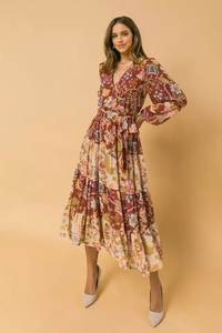 Robe de plage bohème décontractée pour femmes, col en v, imprimé Floral, robes de soirée d'été, 2023 - Product Image 3