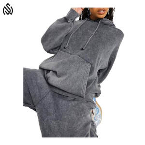 Venta al por mayor 100% de algodón lavado con ácido desgastado chándales de Jogger para las mujeres de peso pesado gimnasio chándal para el ejercicio de primavera - Product Image 6