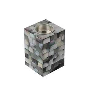 Bougeoir en bois carré de qualité supérieure fait à la main nacre pour Noël Pâques Saint Valentin - Product Image 1