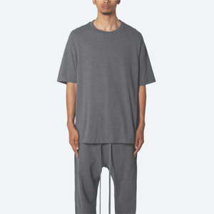 T-shirt oversize 100% coton de luxe pour hommes, col montant personnalisé, tissu tricoté en bambou de haute qualité, longue longueur avec OEM - Product Image 3