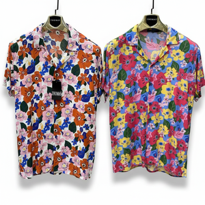 Camisa Moderna de Manga Corta para Hombre con Estampado Floral, Corte Holgado, Tela Satén Ligera, Diseño Elegante de Verano, Ropa Casual para Vacaciones - Product Image 1
