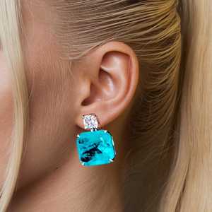 Paraiba ทัวร์มาลีนสีฟ้าห้อยต่างหู925เงินสเตอร์ลิงฤดูร้อนเครื่องประดับชายหาดของขวัญวันเกิดสำหรับสไตล์ที่สง่างามของเธอ - Product Image 3