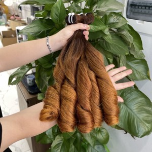 LA MEJOR CALIDAD FUNMI CURL SOLO DONANTE SUPER DOBLE COLOR NATURAL LIBRE DE SEDA ENGANDO EXTENSIÓN DE CABELLO HUMANO VIETNAMÉS - Product Image 6
