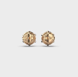Boucles d'oreilles solitaires en diamant de laboratoire taille ronde, or rose/blanc/jaune 18 carats - Product Image 4