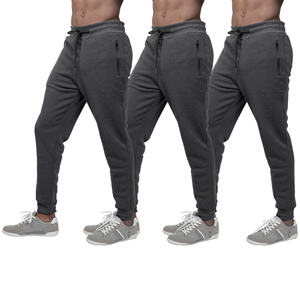 3 PIECE <b>Men's</b> Slim Fit Adjustable Elastic Waist <b>Polyester</b>/Cotton Full-Length <b>Jogger</b> Pants Zipper Pockets Fleece Athletic - Product Image 1
