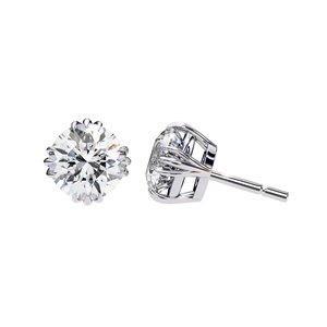 Boucles d'oreilles clous en diamant de laboratoire 3 carats, solitaires de 1,50 carat chacun, en or 10K, 14K, 18K ou argent 925, design couronne florale à griffes, classiques - Product Image 5