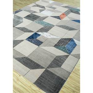 Tapis Kavi gris et noir en laine et soie de bambou noués à la main, motif géométrique Théorie du Chaos, pour la maison, le couloir, hauteur pelucheuse - Eskn-1004 Jaipur - Product Image 2