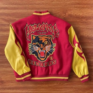 Chaqueta universitaria bordada personalizada para hombre, ropa de calle Unisex, chaqueta universitaria de béisbol, chaquetas de gran tamaño con mangas de cuero Letterman - Product Image 2