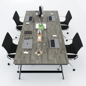 Minimalist 4-Person Leatherette <b>Wood</b> <b>Bench</b> with Steel Legs-SFAC006 - Product Image 2