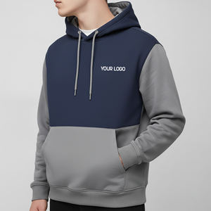 เสื้อฮู้ดดี้ผ้าฟลีซเนื้อหนา 100% ผ้าฝ้าย พิมพ์ลายโลโก้ตามสั่ง สีบล็อก ระบายอากาศ สไตล์สตรีทแวร์ สำหรับผู้ชาย - Product Image 4