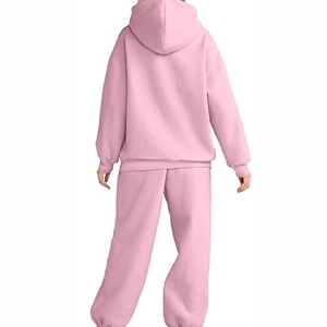 Conjunto de chándal Top con capucha hecho a medida Patrón sólido Trajes de chándal estampados para mujer de alta venta - Product Image 2