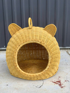 Cama para mascotas de ratán de primera calidad, cesta natural tejida a mano para gatos, perros pequeños y cachorros - Product Image 1