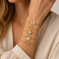 Connecteurs de Bracelets en Gros Plaqué Or 18K Cuivre Breloques Nacre Soleil Vague Papillon Oiseau pour Femmes Filles Boutique de Cadeaux de Vacances