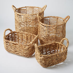 Panier de rangement d'organisation de stockage à domicile avec poignées paniers de tissage naturel de jacinthe d'eau vente en gros - Product Image 1
