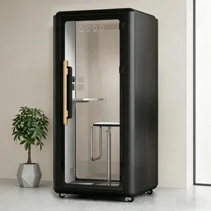 Soundproof Office Pod Booth Quiet Privacy Pod with Acoustic Panel Fan Black - Product Image 2